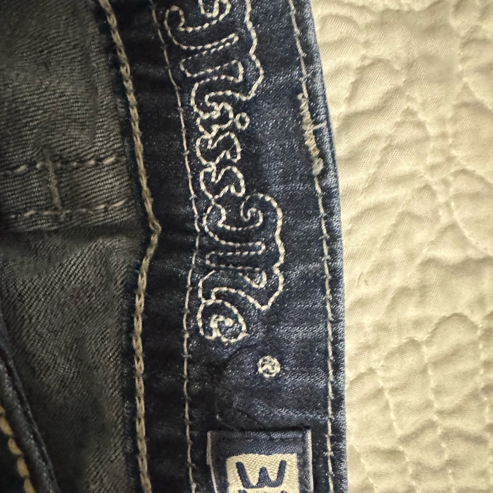 Miss Me Dark Blue Denim with White Stitching